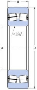 Підшипники роликові сферичні дворядні з бортами на внутрішньому кільці з конічним отвором, конусність 1:12